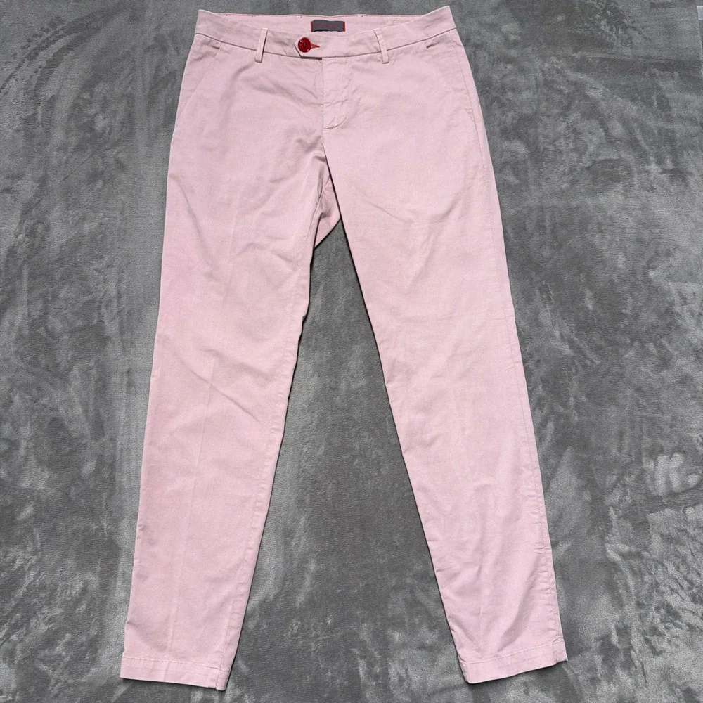 Baronio Chino Pants Mens 33 Pink Skinny Made Italy Cotton Trousers Luxury Preppy